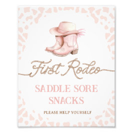 Dusty Pink First Rodeo 1. Geburtstag Party Zeichen Fotodruck