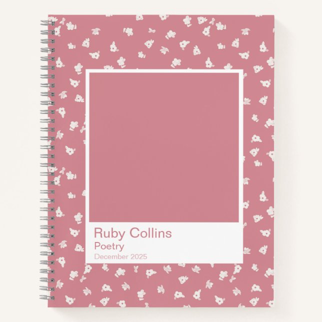 Dusty Pink Floral Aesthetic Notebook Notizbuch (Vorderseite)