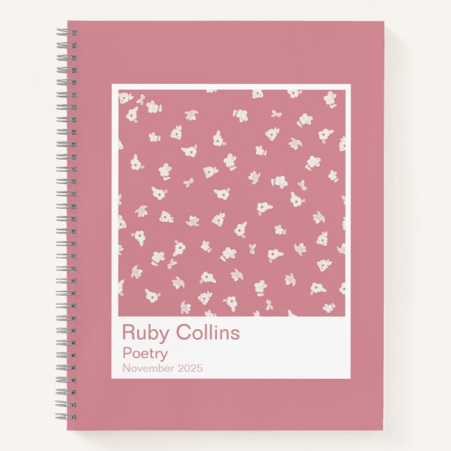 Dusty Pink Floral Aesthetic Notebook Notizbuch (Vorderseite)