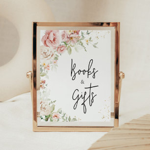 Dusty Pink Floral Baby Duschbücher und Geschenke Poster