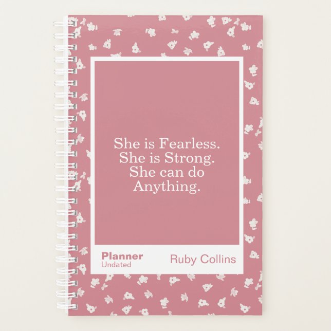 Dusty Pink Floral Block Quote | Fully Customizable Planer (Vorderseite)