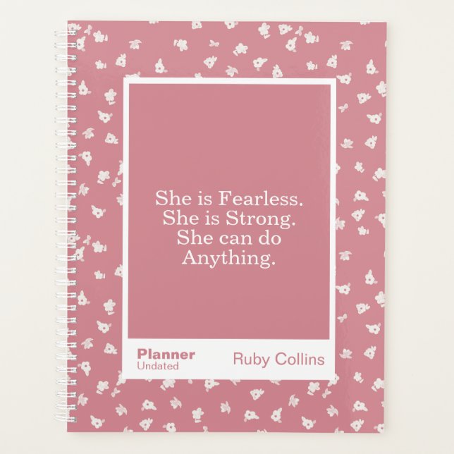 Dusty Pink Floral Block Quote | Fully Customizable Planer (Vorderseite)