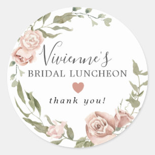 Dusty Pink Floral Bridal Luncheon Siegel Runder Aufkleber