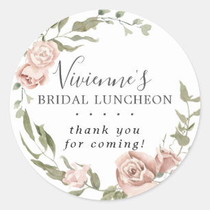 Dusty Pink Floral Bridal Luncheon Vielen Dank Runder Aufkleber