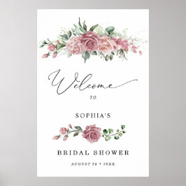 Dusty Pink Floral Bridal Shower Welcome  Poster