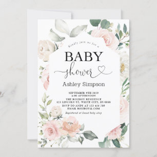 Dusty Pink Floral Diamond Babydusche Einladung