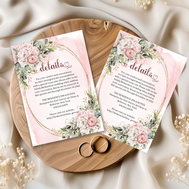 Dusty Pink Floral Eucalyptus Wedding Details  Begleitkarte (Dusty Pink Floral Eucalyptus Wedding Details Insert Card

)