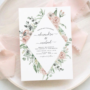 Dusty Pink Floral Eukalyptus Greenerenerity Weddin Einladung