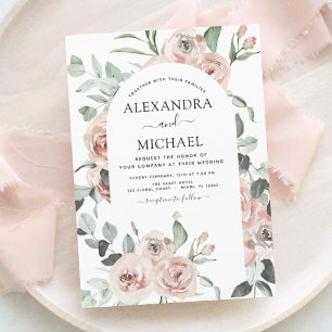 Dusty Pink Floral Eukalyptus Greenerity Wedding In Einladung