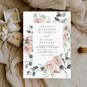 Dusty Pink Floral Eukalyptus Greenerity Wedding In Einladung