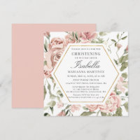 Dusty Pink Floral Gold Rahmen Christening