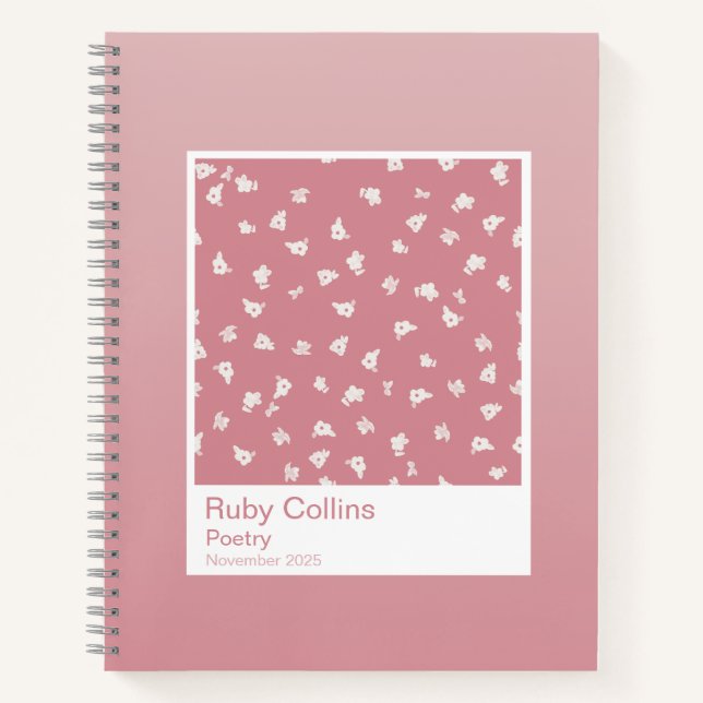 Dusty Pink Floral Gradient Spiral Notebook Notizbuch (Vorderseite)