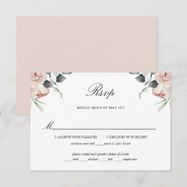 Dusty Pink Floral Rose Hochzeit RSVP Card Karte