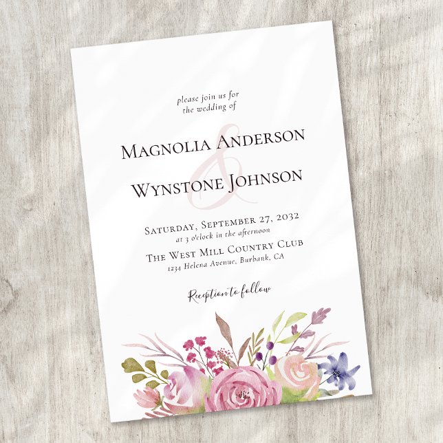 Dusty Pink Floral Watercolor Wedding Einladung (Von Creator hochgeladen)