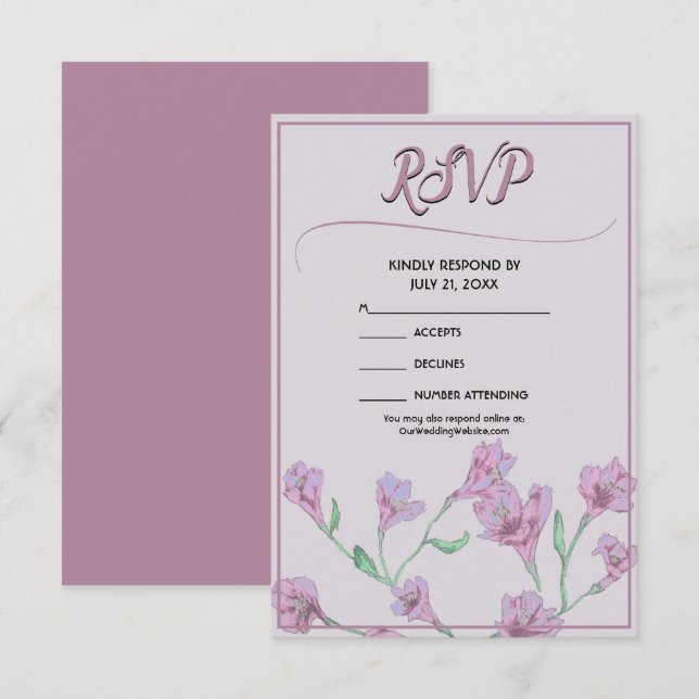 Dusty Pink Floral Watercolor Wedding RSVP Karte (Vorne/Hinten)