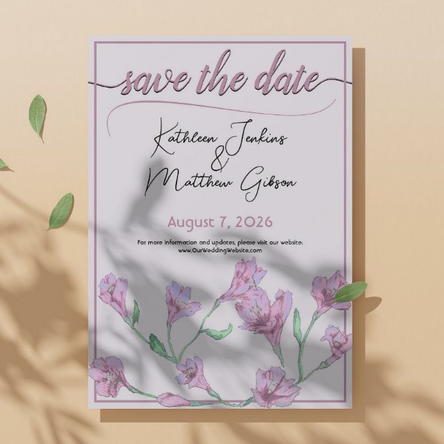 Dusty Pink Floral Watercolor Wedding Save The Date (Von Creator hochgeladen)