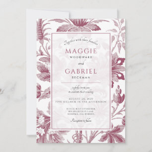 Dusty Pink Floral Wedding Einladung