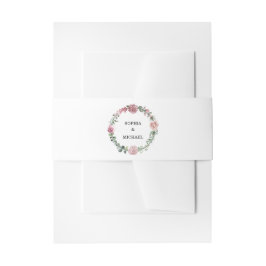 Dusty Pink Floral Wedding Invitation Belly Band