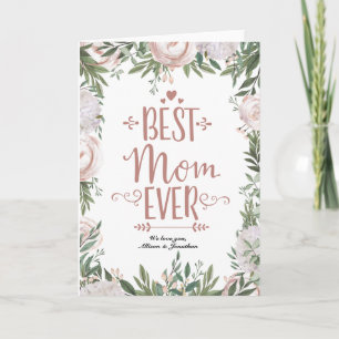 Dusty Pink Floral Wreath Beste Mama je Mütter Tag Karte