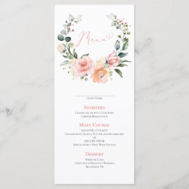 Dusty Pink Floral Wreath Wedding Menu Menükarte
