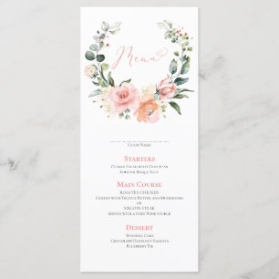 Dusty Pink Floral Wreath Wedding Menu Menükarte