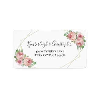Dusty Pink Geometric Wedding RSVP Rücksendeadresse Adressaufkleber