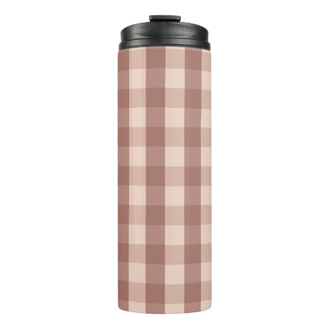 Dusty Pink Gingham Checkered Thermosbecher (Vorderseite)