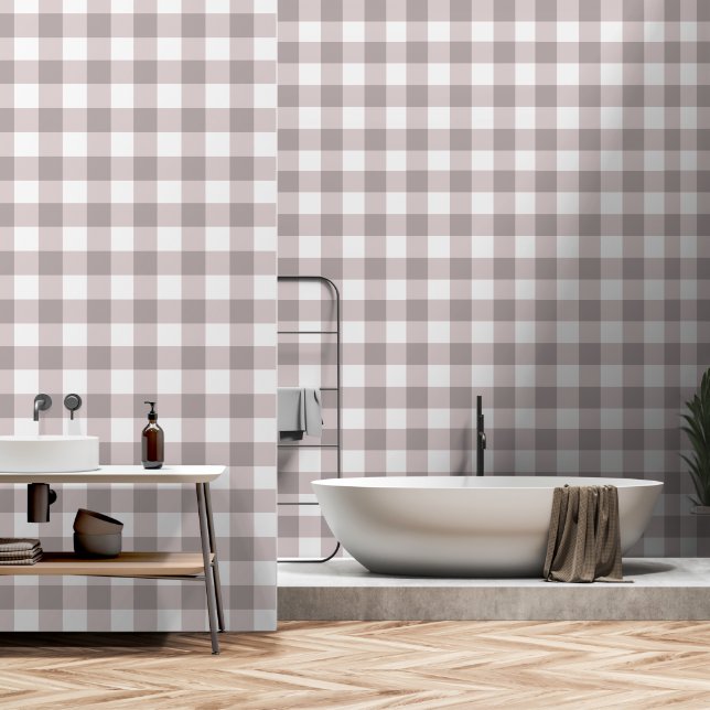 Dusty Pink Gingham Pattern Tapete (Badezimmer)