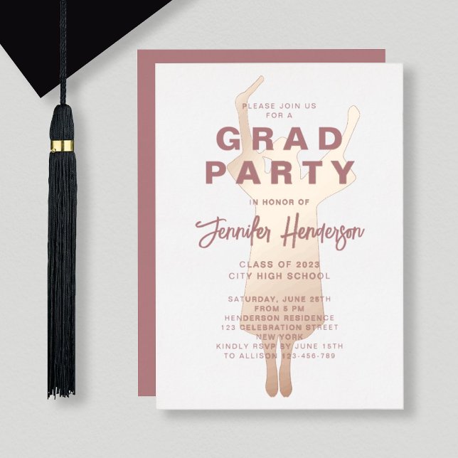 Dusty Pink Gold Foil Graduation Party Foil Foil Folieneinladung (Von Creator hochgeladen)