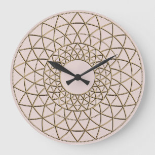 Dusty Pink Gold Metallic Circle Design Große Wanduhr