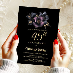 Dusty Pink Gray Floral 45. Hochzeitstag Einladung