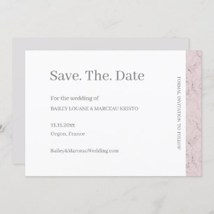Dusty Pink Grey White Marble Save the Date Hochzei Einladung