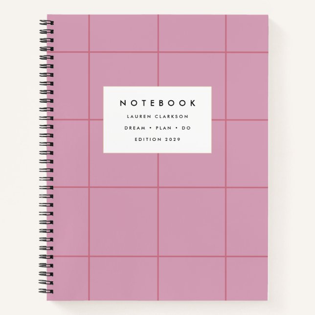 Dusty Pink Grid Notebook Notizbuch (Vorderseite)