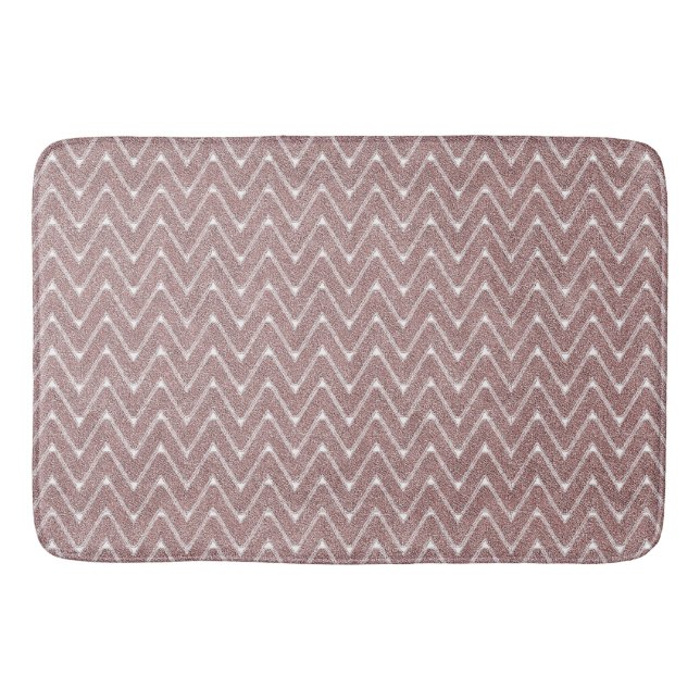 Dusty Pink Kleines Zickzack Muster Badematte (Vorderseite)
