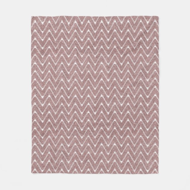 Dusty Pink Kleines Zickzack Muster Fleecedecke (Vorderseite)