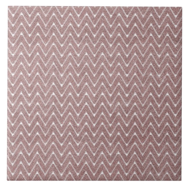 Dusty Pink Kleines Zickzack Muster Fliese (Vorderseite)