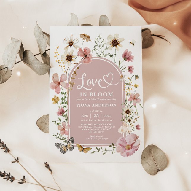 Dusty Pink Liebe in Bloom Wildblume Brautparty Einladung (Von Creator hochgeladen)