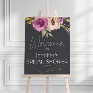 Dusty Pink Lila Floral Elegantes Brautparty Poster