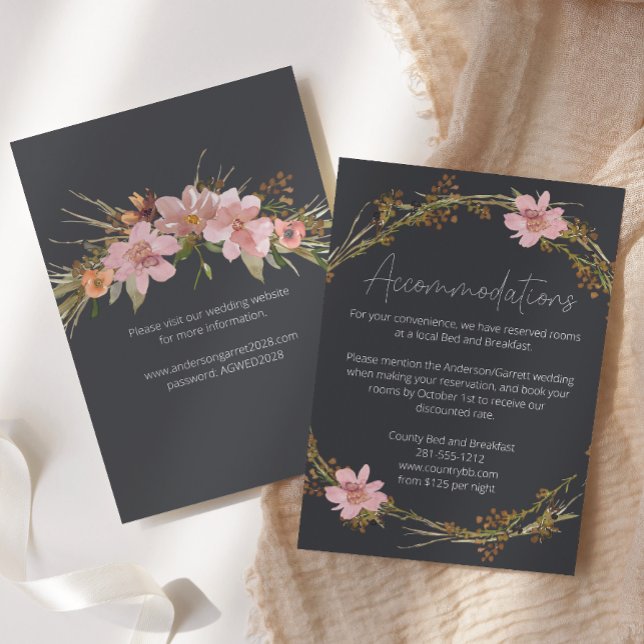 Dusty Pink Lila Floral Wedding Card Begleitkarte (Von Creator hochgeladen)