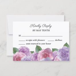 Dusty Pink Lila Floral Wedding RSVP Card Karte