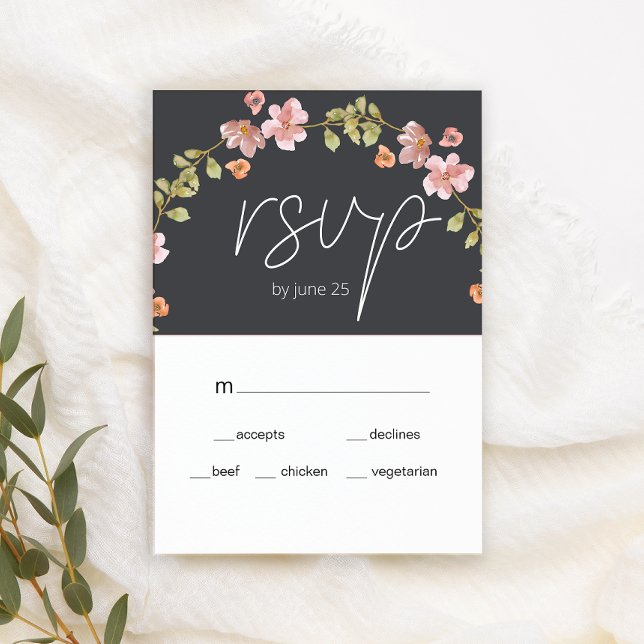 Dusty Pink Lila Floral Wedding RSVP Card Karte (Von Creator hochgeladen)