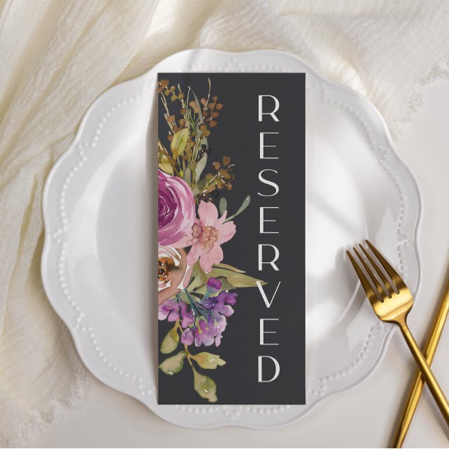 Dusty Pink Lila Floral Wedelstuhl Sign Menükarte (Von Creator hochgeladen)