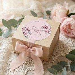 Dusty Pink Mauve Peony Wedding Favor Round Sticker