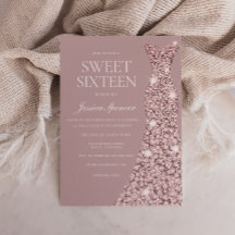 Dusty Pink Mauve Rose Gold Dress Sweet 16 16