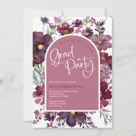Dusty Pink Mauve Wildblumen Grad Party Einladung