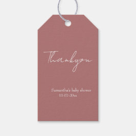 Dusty Pink Minimal Rustikale Babydusche Danke Geschenkanhänger