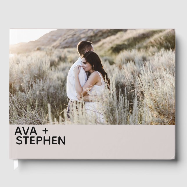 Dusty Pink Minimalist Foto Wedding Guest Book Gästebuch (Vorderseite)