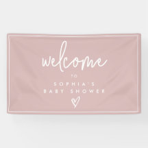 Dusty Pink Minimalistisch Boho Babydusche Begrüßun