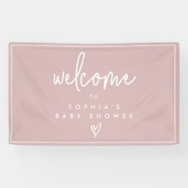 Dusty Pink Minimalistisch Boho Babydusche Begrüßun Banner