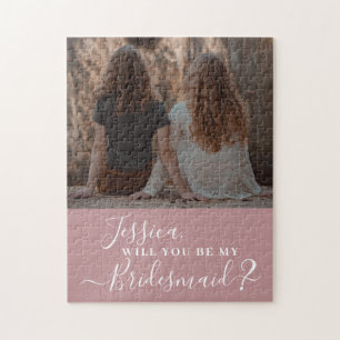 Dusty Pink Minimalistisch Foto Bridesmaid Vorschla Puzzle